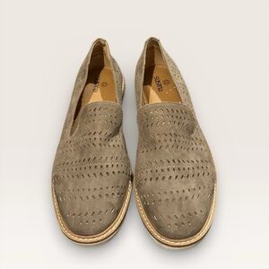 Susina Taupe Perforated Suede Loafers